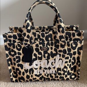 Coach Black and Tan Leopard Tote